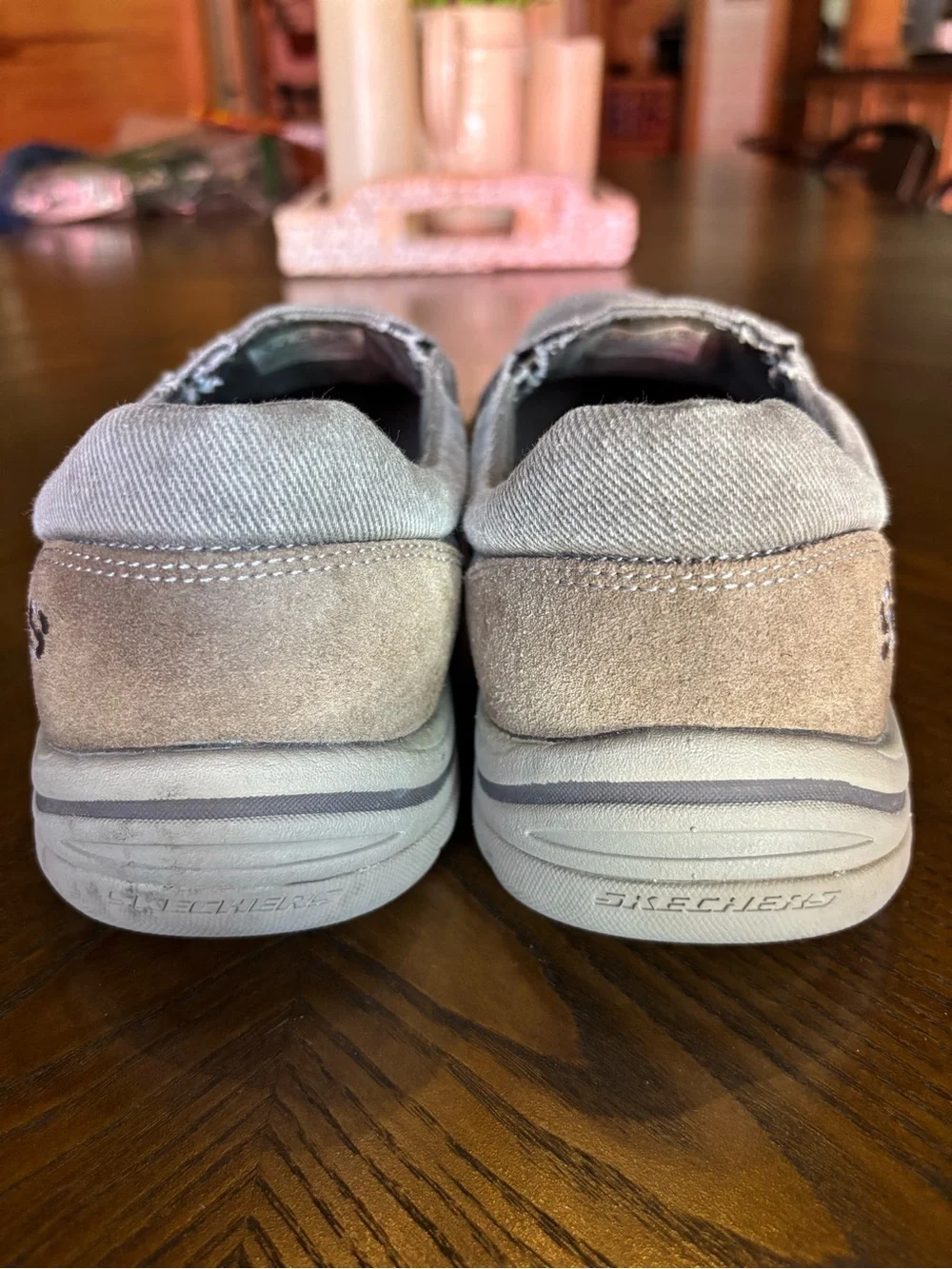 Skechers Relaxed Fit Men’s 9 Gray/Taupe Memory Foam Slip On Shoes
